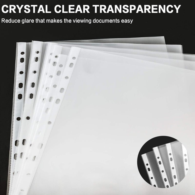 PANDRI Sheet Protectors, PANDRI 1000 Pack Clear Heavy Duty Plastic Page Protectors Sheet Reinforced 11-Hole Fit for 3 Ring Binder Fits Standard 8.5 x 11 Paper, 9.25 x 11.25 Top Loaded, Excluding Acid - Image 5